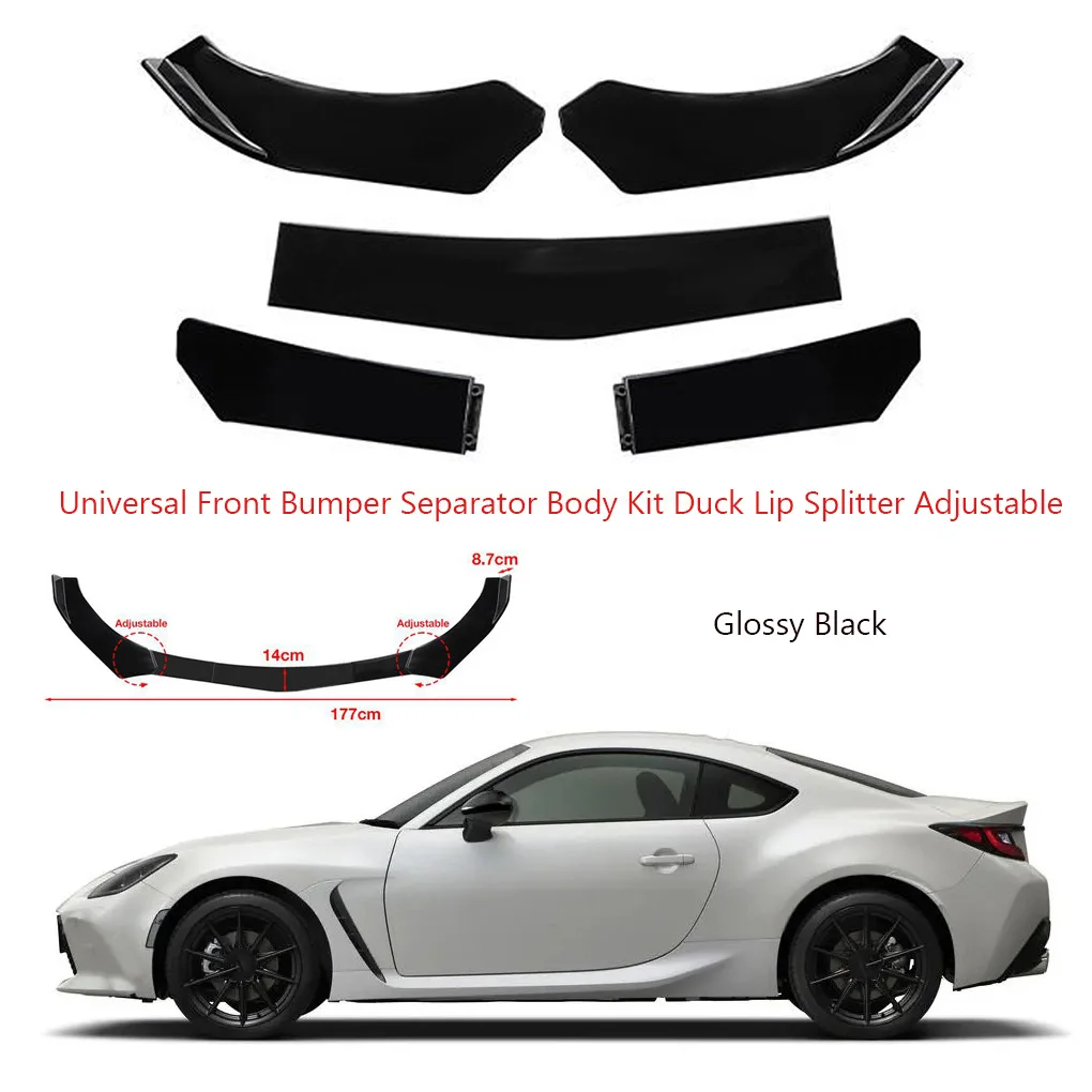 

5 Pieces ABS Auto Front Bumper Lip Detachable Stylish Replacement Universal Glossy Automotive Protector Part Accessories
