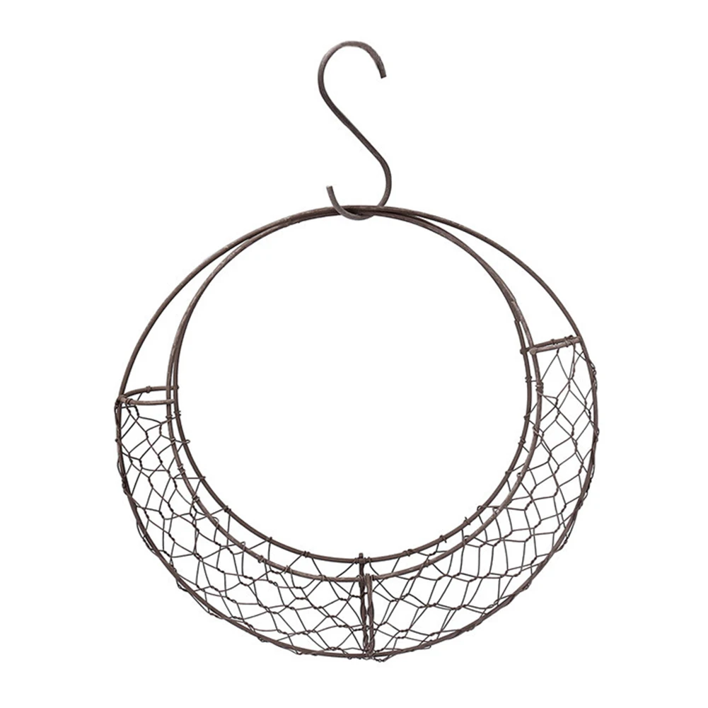 

Iron Wire Cafe Festival Moon Shape Vintage Decorative Wreath Frame Succulent Plant Flower Holder Hanging Basket Party Home