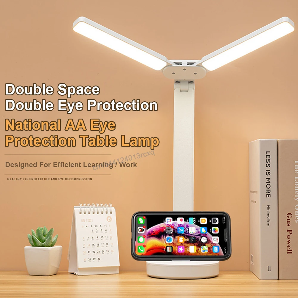

Xiaomi Double Lamp Cap Led Foldable Reading Lamp For Children's Mobile Phone Bracket Desk Study Light Eye Protection Table Light