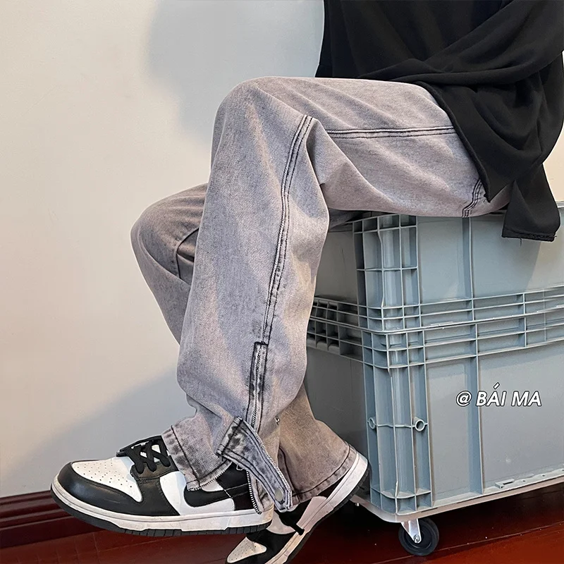 3 Colors Baggy Jeans Men Fashion Retro Casual Straight Jeans Men Streetwear Hip Hop Loose Denim Pants Mens Trousers S-2XL