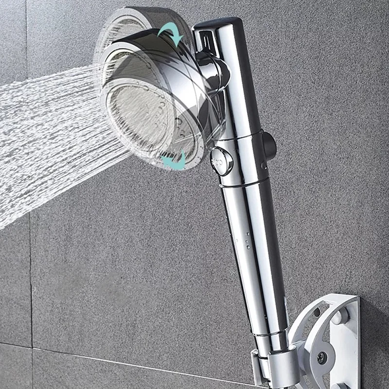

Removable Pressurized Shower Head with One-Button Control Switch Rotary Water-Saving Handheld Bathroom Accessories Bath Faucet