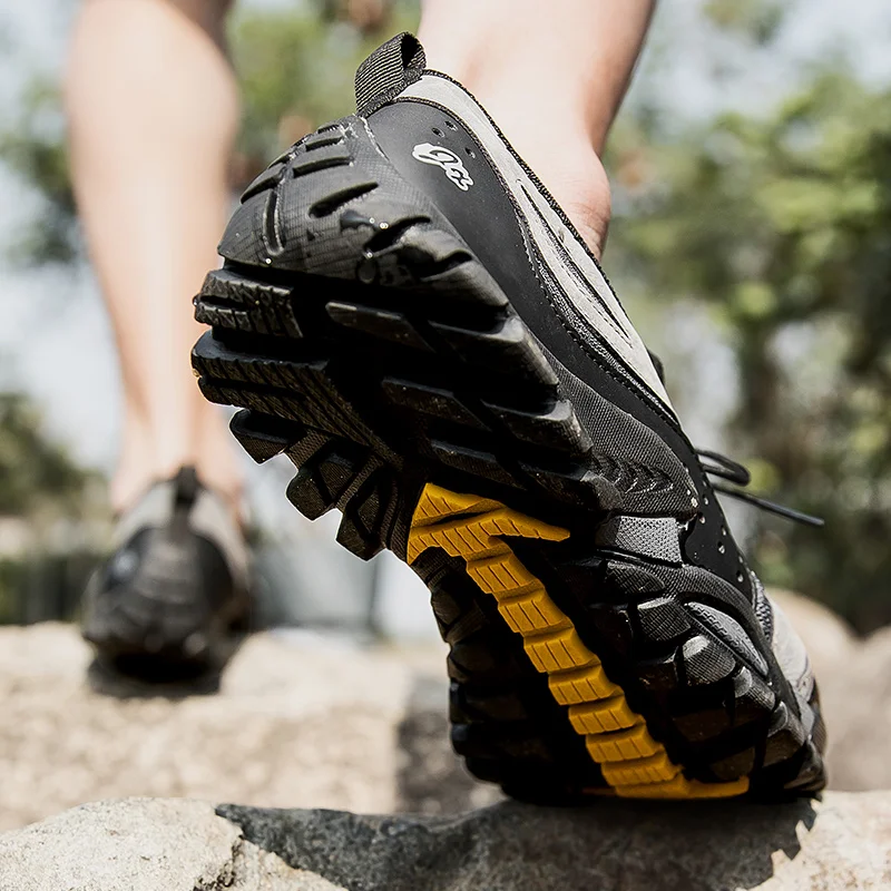 JIEMIAO Summer Men's Hiking Shoes Mesh Breathable Outdoor Men Sneakers Non-Slip Mountain Climbing Trekking Shoes