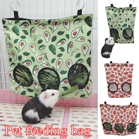 guinea pigs 2 holes 3 holes hay feeding bags strawberry printed rabbit hanging feeder chinchilla food organizer cage accessories