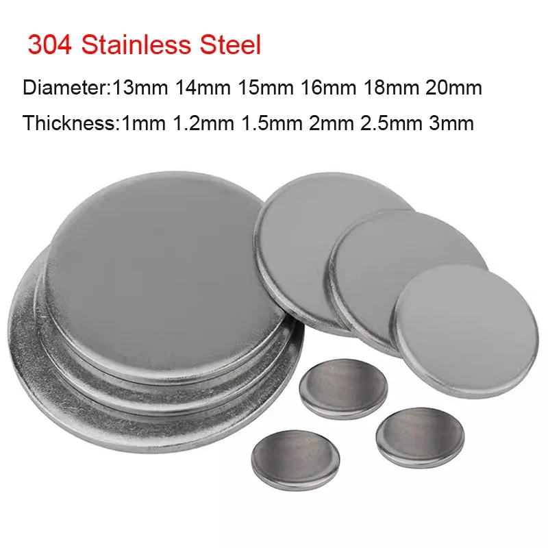 

20 шт., круглые пластины из нержавеющей стали, диаметром 13/14/15/16/18/20 мм, толщиной 1 мм-3 мм