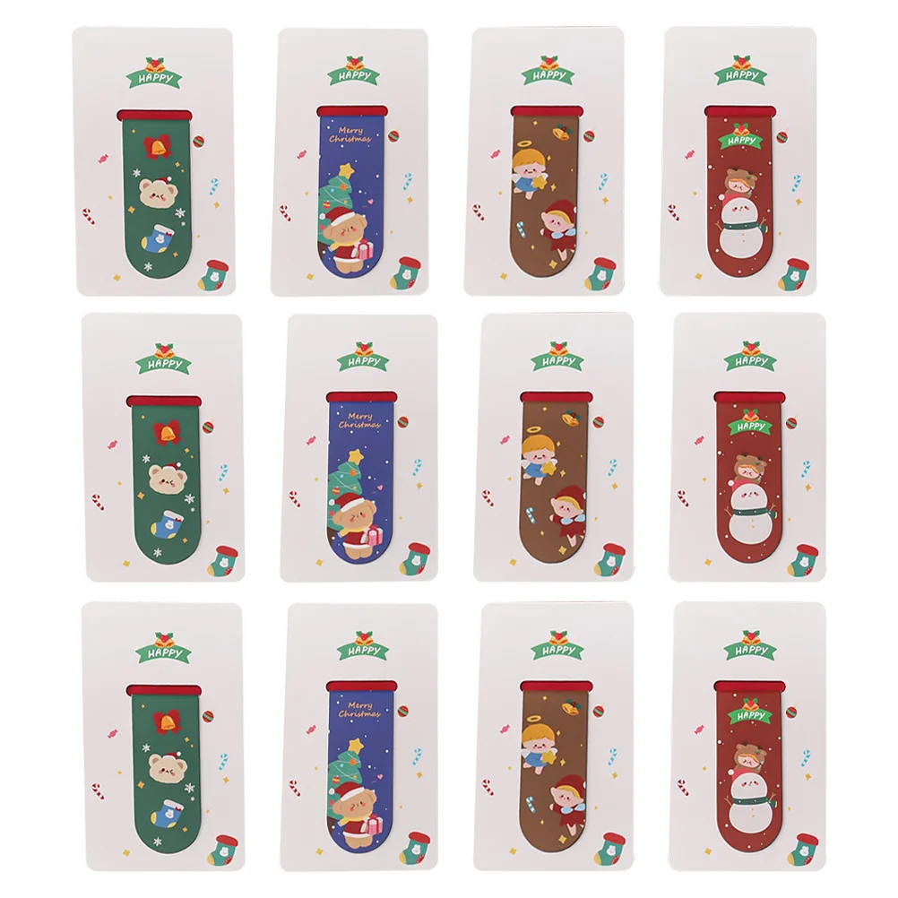 

12Pcs Xmas Party Supplies Magnetic Page Markers Magnetic Page Clips Page Clip Bookmarks Students Bookmarks