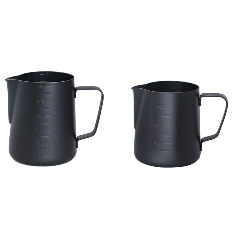 

BMDT-Coffee Latte Cup Double Scale Milk Foam Cup Measuring Cup Fancy Coffee Latte Cup Thick Stainless Steel