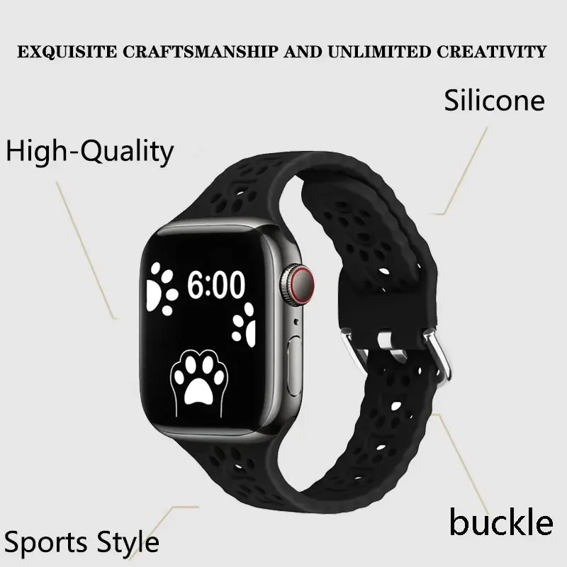 Силиконовый Спортивный Ремешок Для Apple Watch Ultra2 Series 7 45 Мм/41 Мм И SE 9 8 6 5 4 3 Браслет