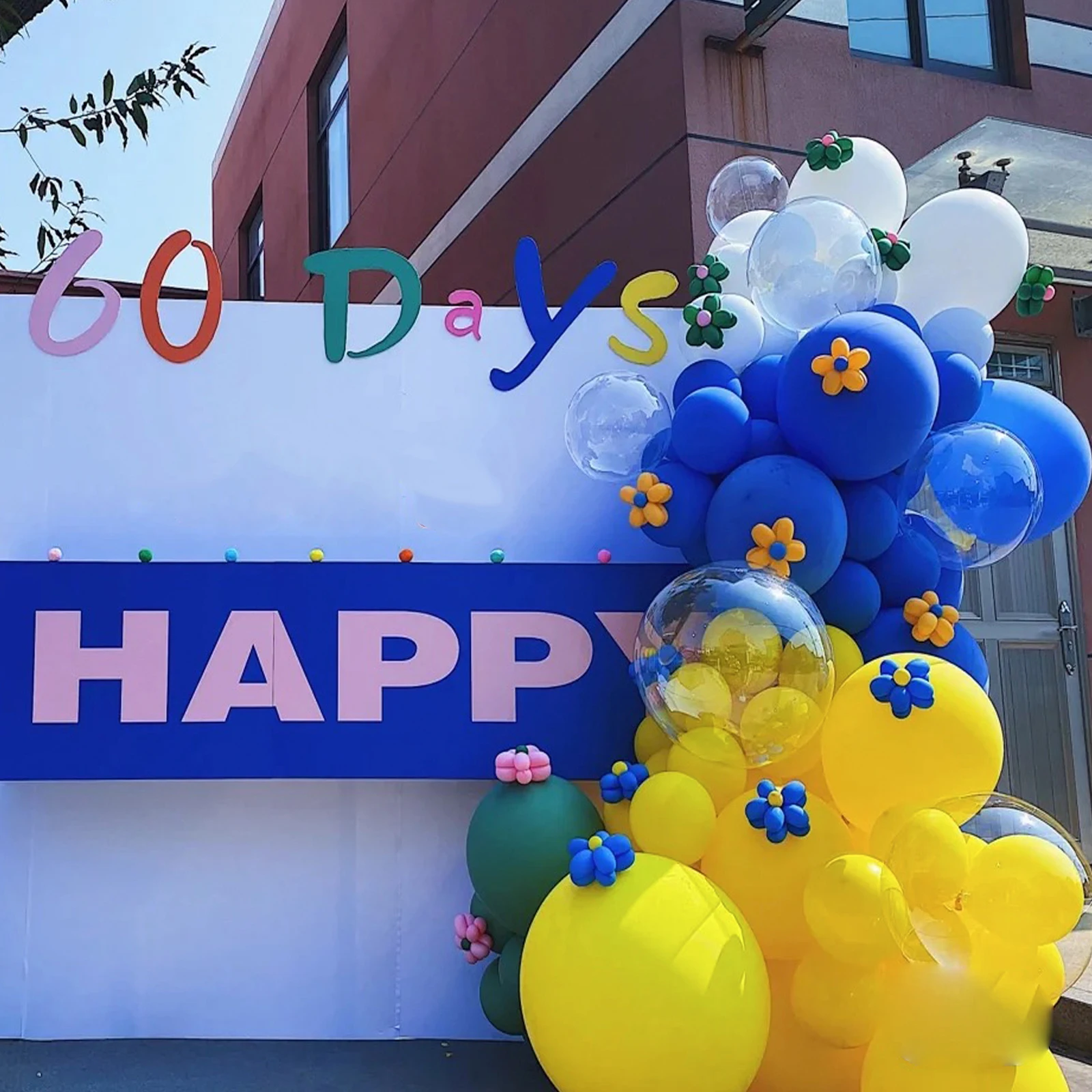 117pcs with Klein Blue Yellow White Balloon Garland Arch Kit,for Birthday Baby Shower Wedding Graduation Anniversary Party Decor