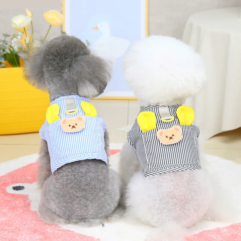 Cute Pet Harness Vertical Stripes Summer Breathable Pet Clothes Small And Medium Dog Vest Chihuahua Teddy Puppy Harness S-2XL