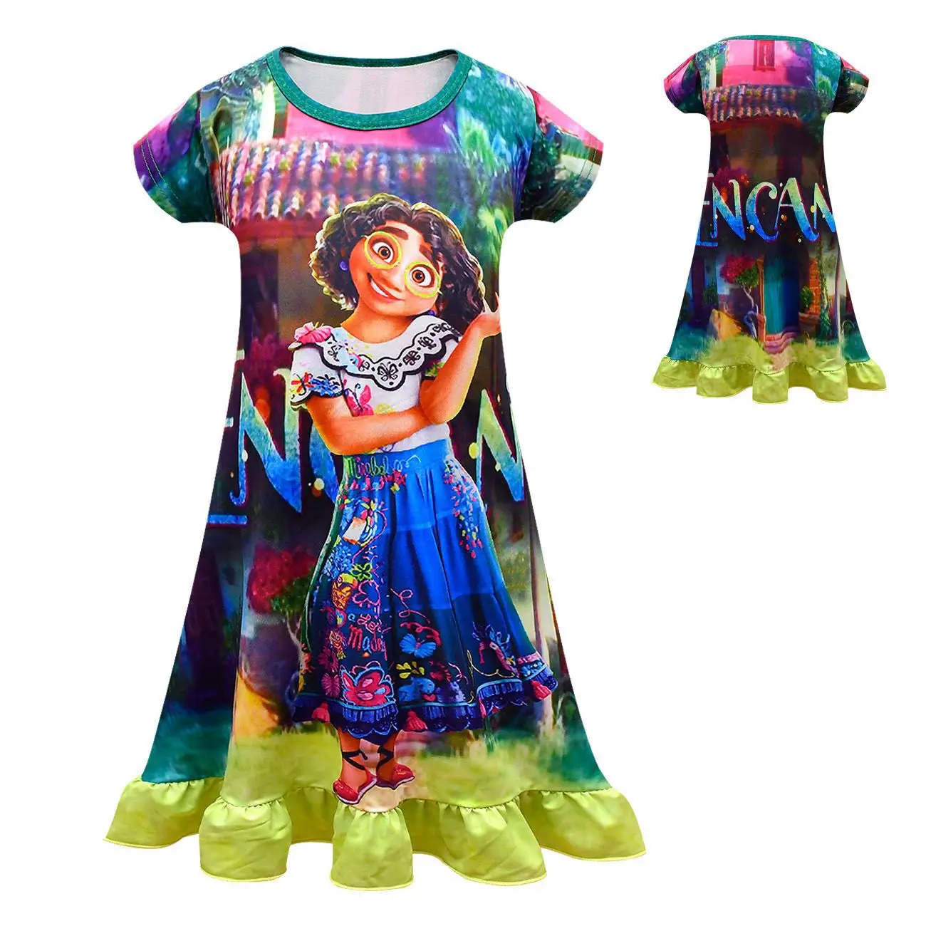 

Цельнокроеное платье для девочек, повседневное летнее детское платье с коротким рукавом