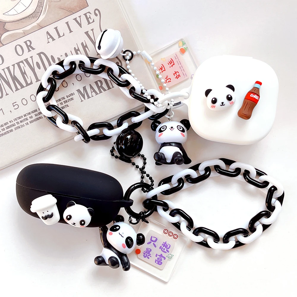 

Cute Panda Cover for QCY T13 Case for QCY T17 Case TWS Earbuds Earphone Case Accessories Wireless Headphone Box Portable Bag