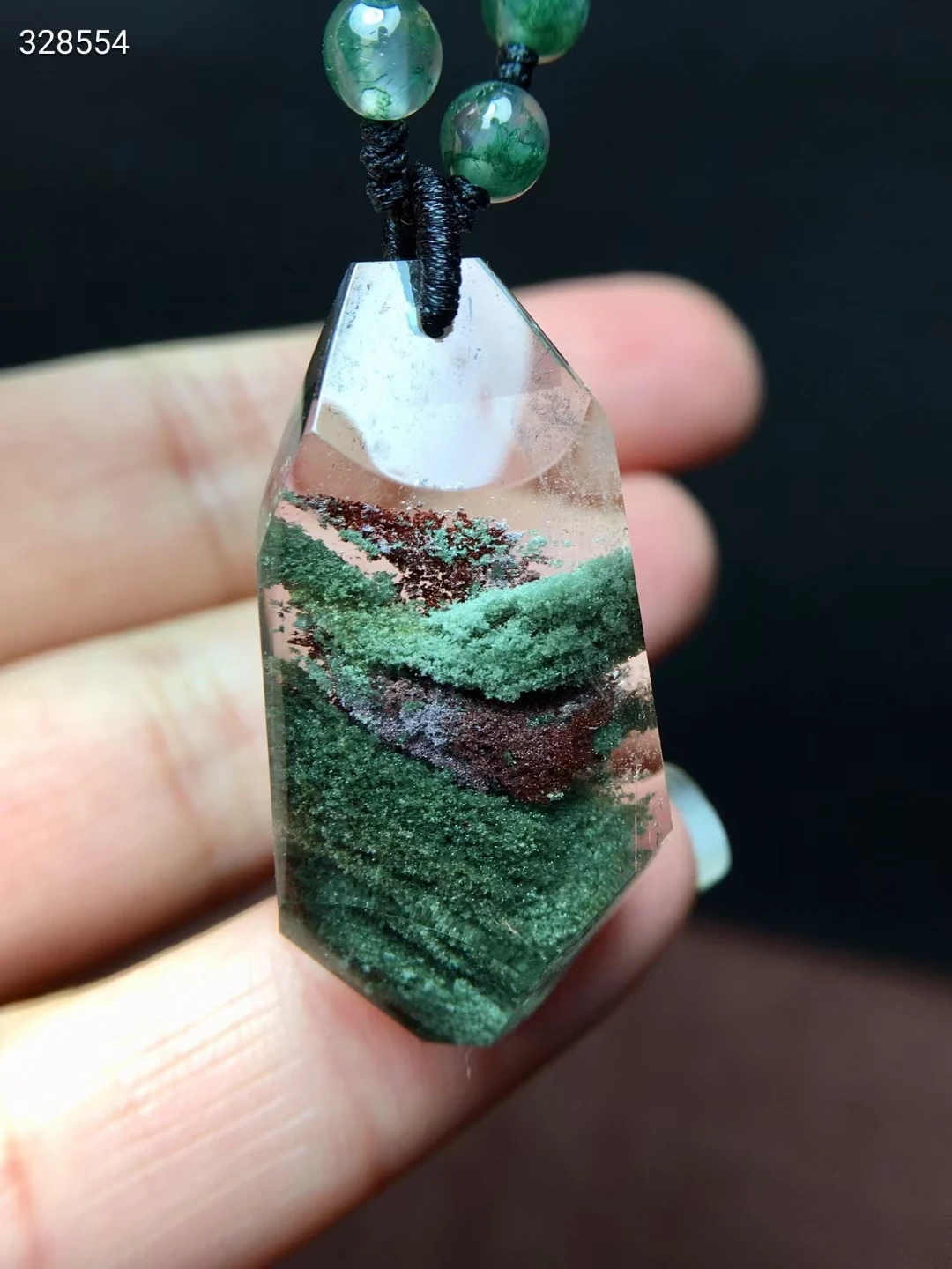 

Natural Green Phantom Quartz Pendant Faceted Cut Brazil Clear Bead 34/17/9mm Women Man Necklace Jewelry Green Phantom AAAAA