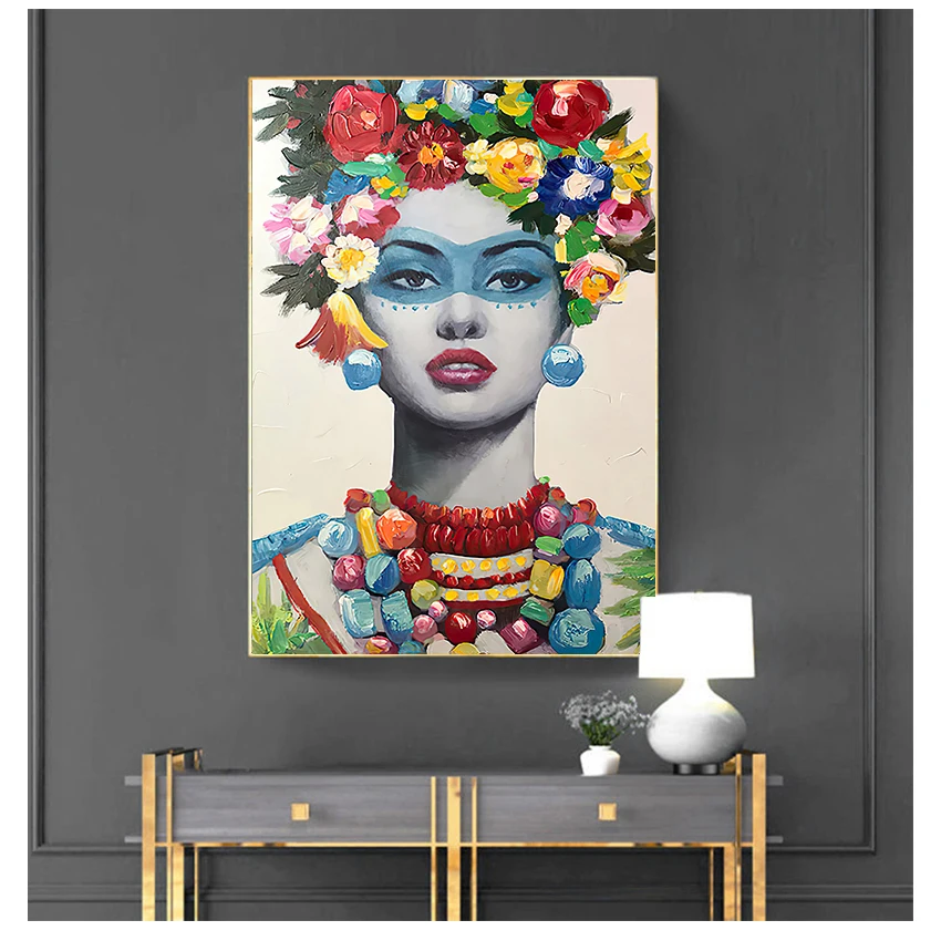 

Canvas Painting Posters Prints Scandinavian Wall Art Picture for Living Room Home Decor Dress up African Woman Cuadros