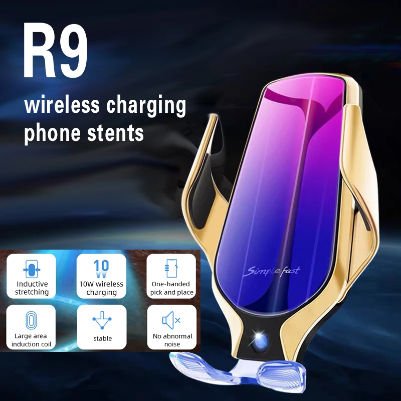 

15W Car Wireless Charger R9 Automatic Clamping Fast Charging Mount for IPhone Huawei Infrared Induction Charger Car Phone Holder