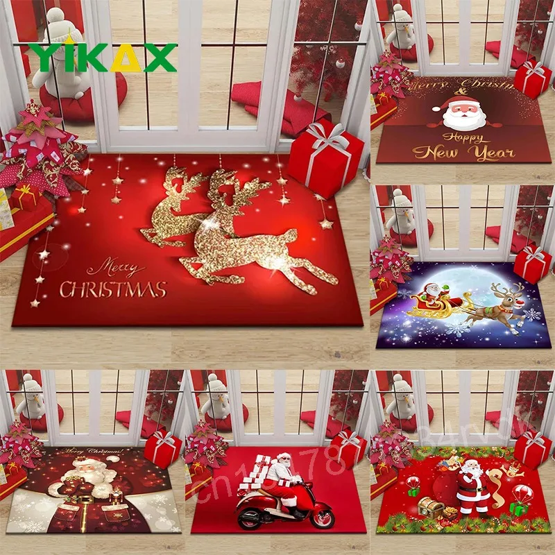 

Merry Christmas Santa Claus Entrance Doormat Home Decor Carpet for Living Room Corridor Balcony Rugs Non-slip Bathroom Floor Mat