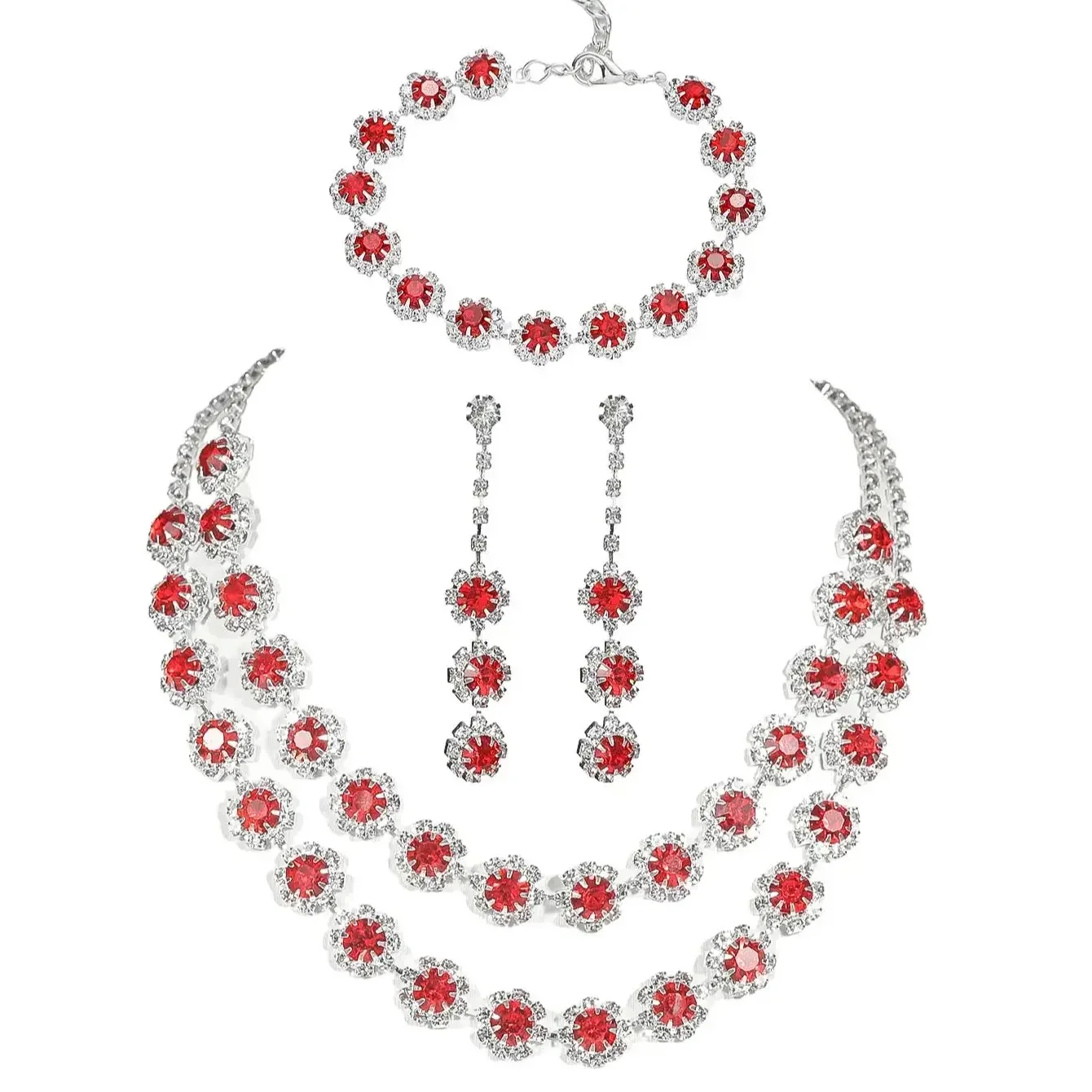 Модное полное бриллиантов разноцветное цветочное ожерелье серьги браслет из