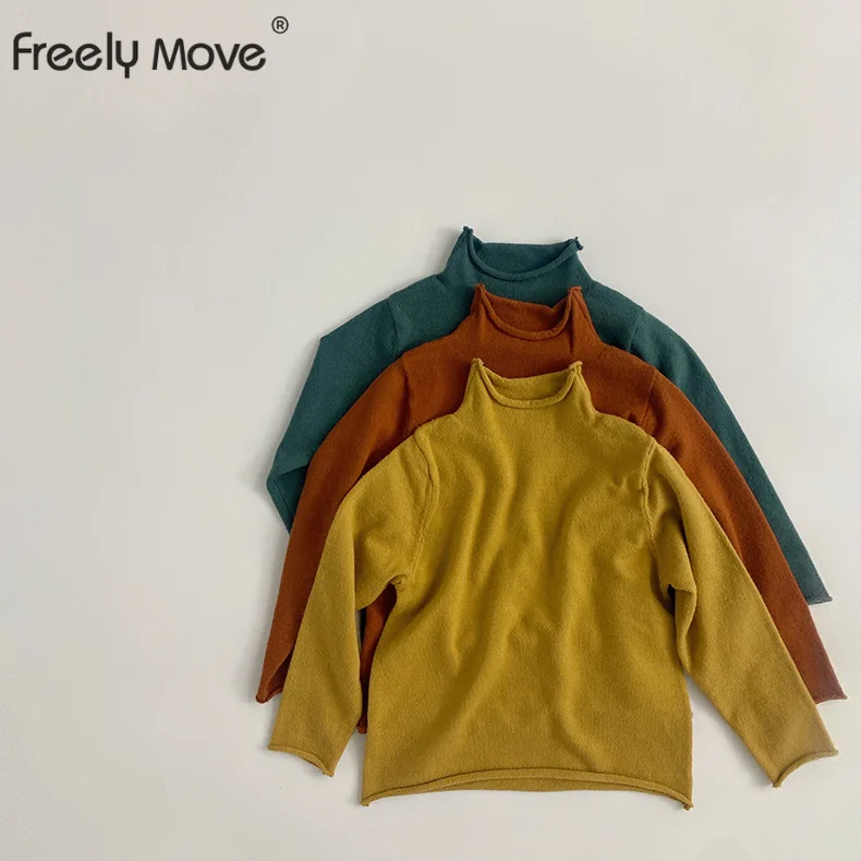 

Freely Move Autumn Winter Children Kids Boys Girls T-shirts Tops Turtleneck Solid Long Sleeve Warm Bottom Shirts Tees for Kids