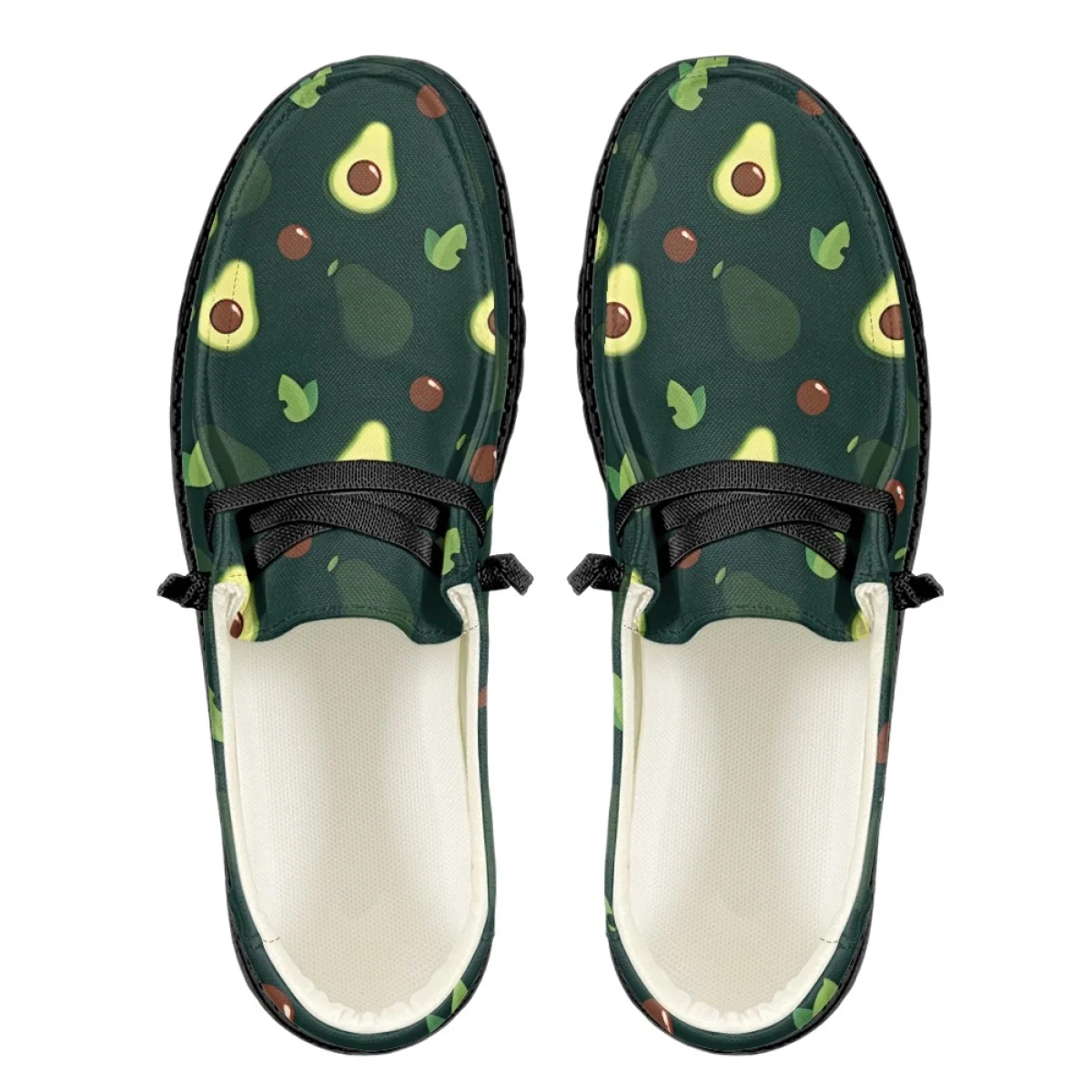 INSTANTARTS New Trend Ladies Lace-up Flats Avocado Cartoon Design Women Casual Sneakers Comfortable Outdoor Walking Footwear