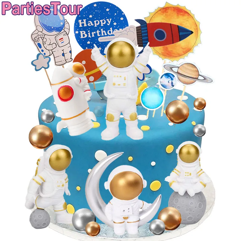 

Космос Торт Топперы астронавт торт украшение детский день рождения реактивный DIY торт кекс топперы празднивечерние