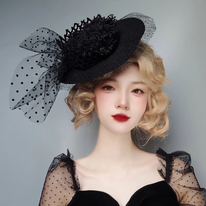 

Маскарадная шляпа с вуалью, сетчатая фальшивая шляпа с зажимом для волос, украшение для вечевечерние на Хэллоуин, свадьбу