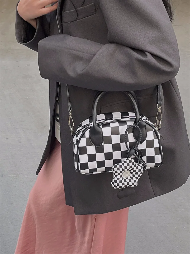 

Luxury Women's Bow Clutch Purse Checkboard Handbags Vintage Ladies Clip Shoulder Bag Fashion Chain Female Small Messenger Bags