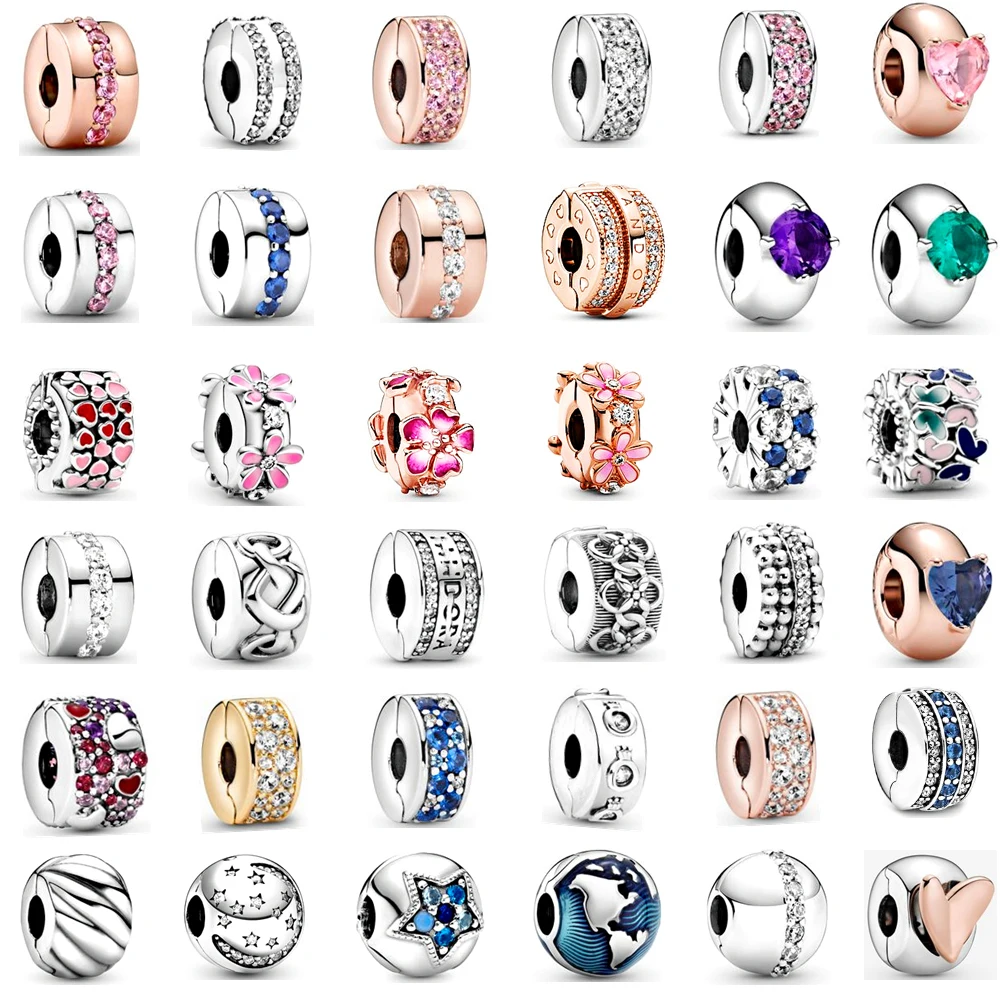 

925 Sterling Silver Classic Flowers Love Beads Fit Original Pandora Bracelet Beads Pendant Colorful Women Jewelry DIY Gift 2021