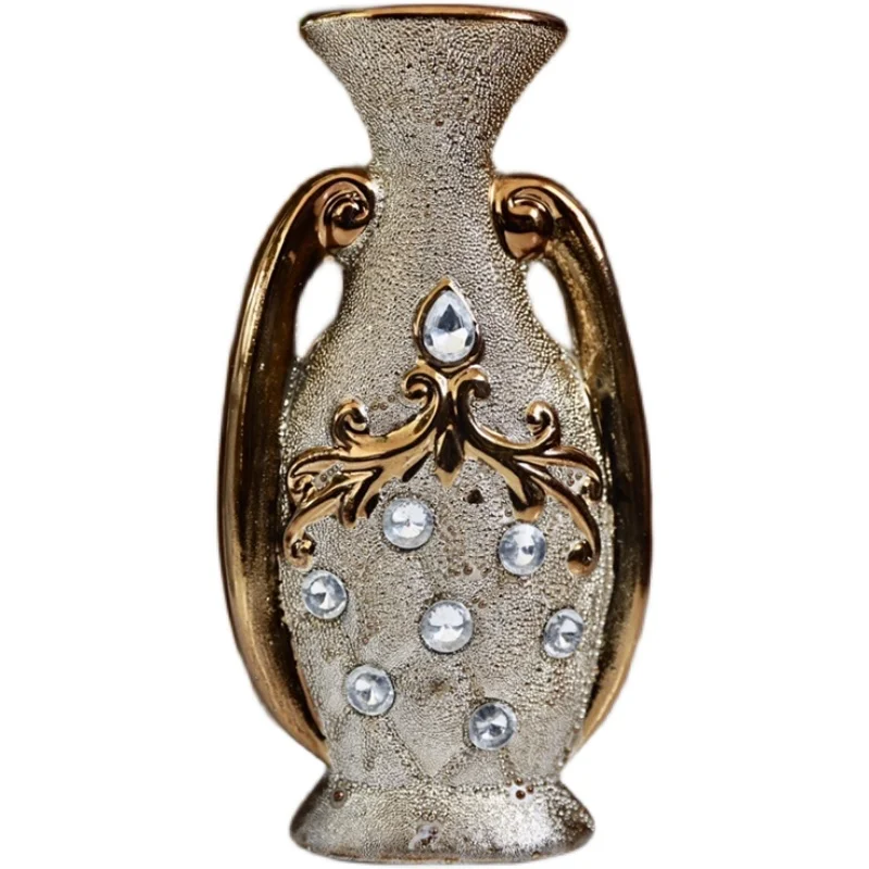

zq Ceramic Vase Printed Palace Style Diamond-Embedded Vase Ceramic Vase