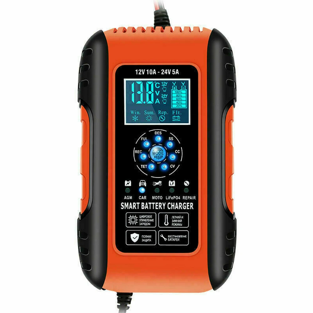 

1PC Battery Charger Intelligent LCD Auto Car Battery Charger Pulse Repair Starter 12/24V AGM/GEL 23 X 13.5 X 7.5 Cm