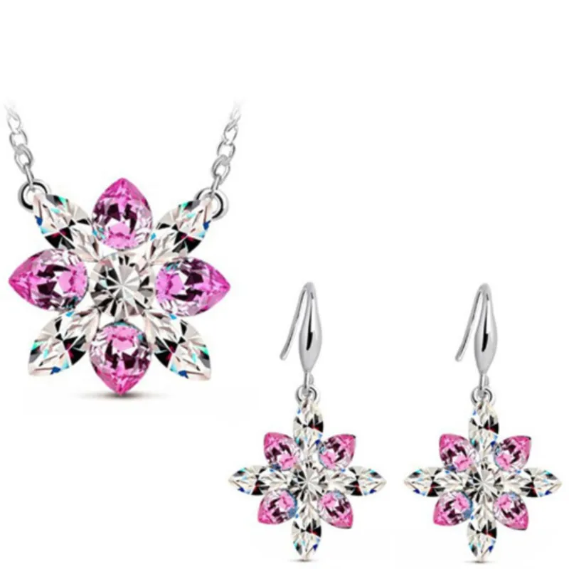 Хрустальная подвеска в виде снежинки комплект ювелирных изделий ожерелье серьги
