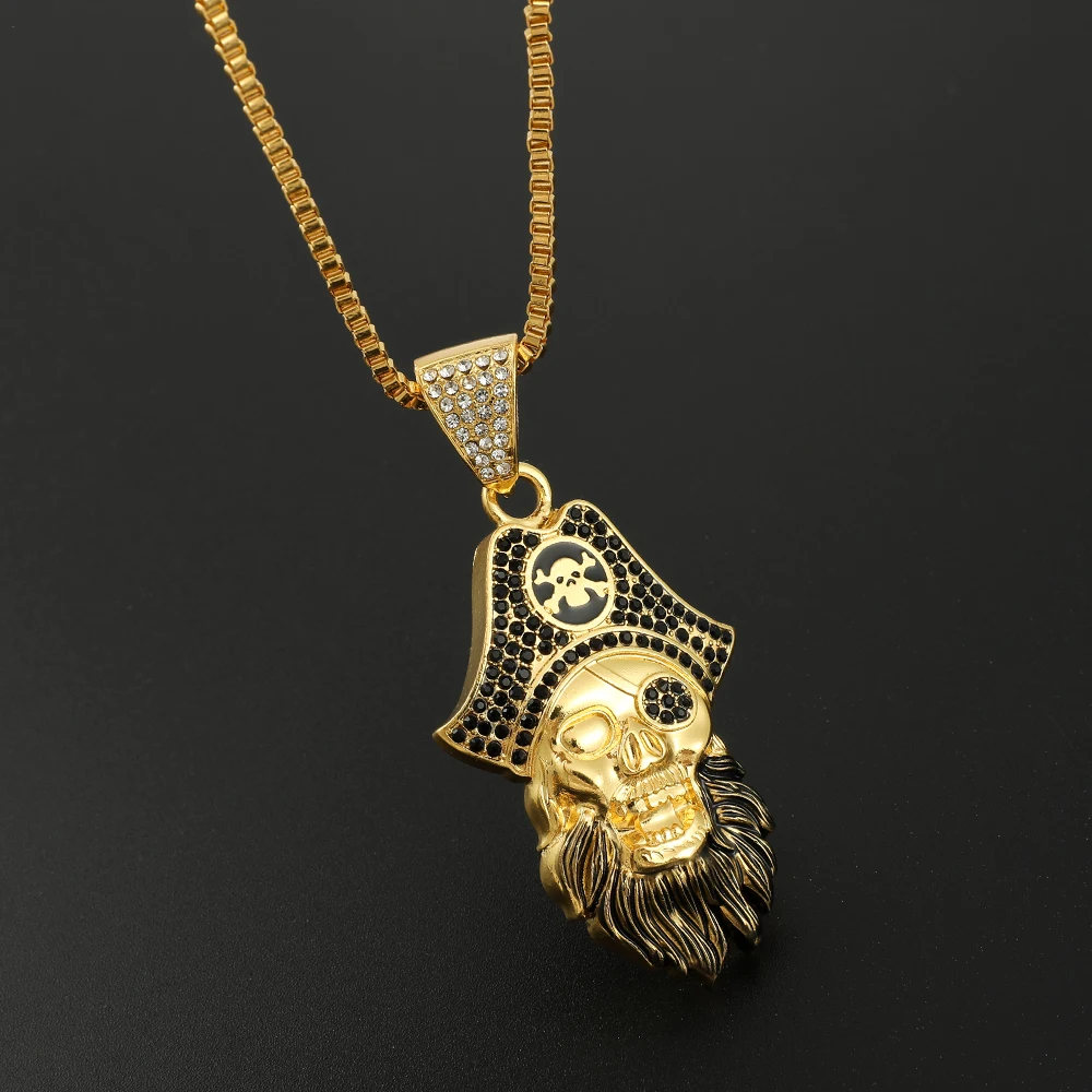 

Vintage Hip-Hop Skull Pirate Pendant Chain Necklace Men Neck Chain Jewelry