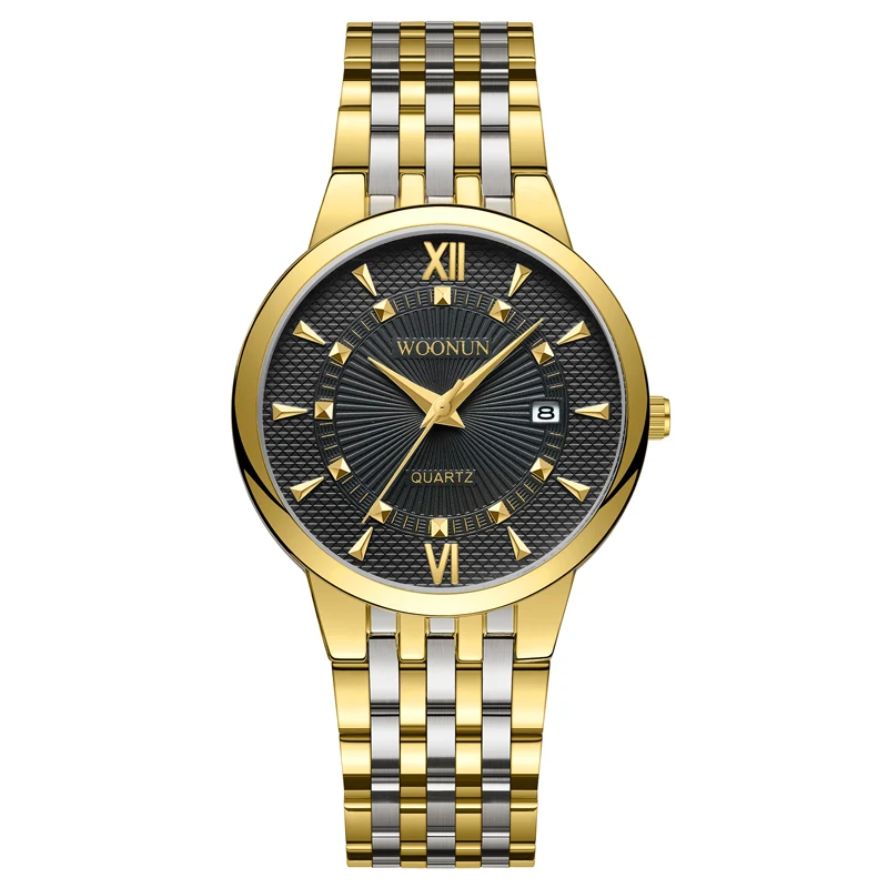 

2022 Luxury Gold Watch Men Fashion Business Watches Silver Gold Stainless Steel Band Auto Date Quartz Wristwatches Men Best Gift
