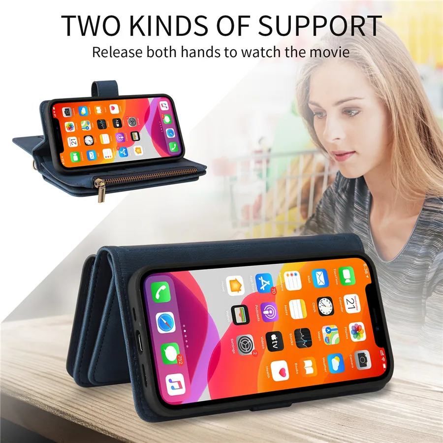 Realme 10 2022 Multi 15-Card Slot Flip Case for OPPO Realme 9 Pro Plus 5G Zipper Leather Wallet Case Realme 9i 9 10 8 Pro Cover