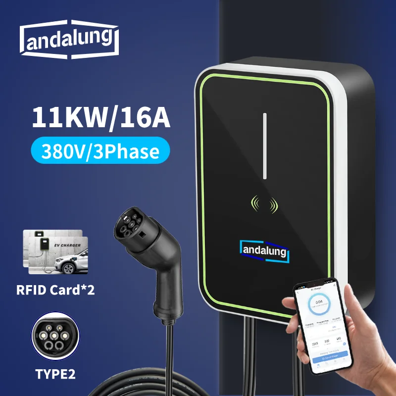 

Andalung EV Charger Type 2 16A 3 Phase Wallbox Electric Car Charging Station with RFID Control 5M Cable 11KW