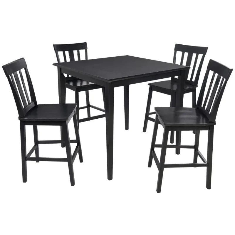 

Mainstays 5 Piece Mission Style Counter Height Dining Set, including Table & 4 chairs, Black Color, Set of 5