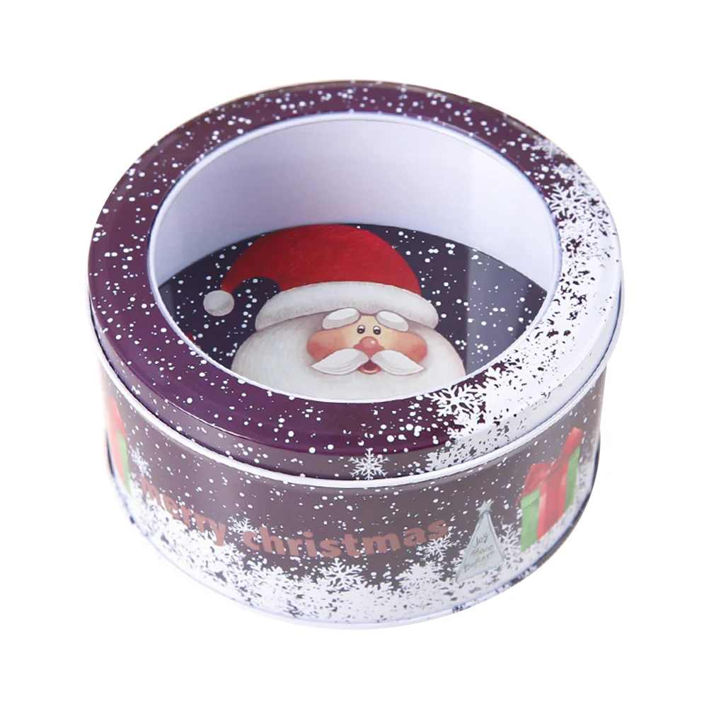 

2 PCS Christmas Biscuits Tin Iron Jar Cookie Decorating Supplies Metal Candy Clear Jars