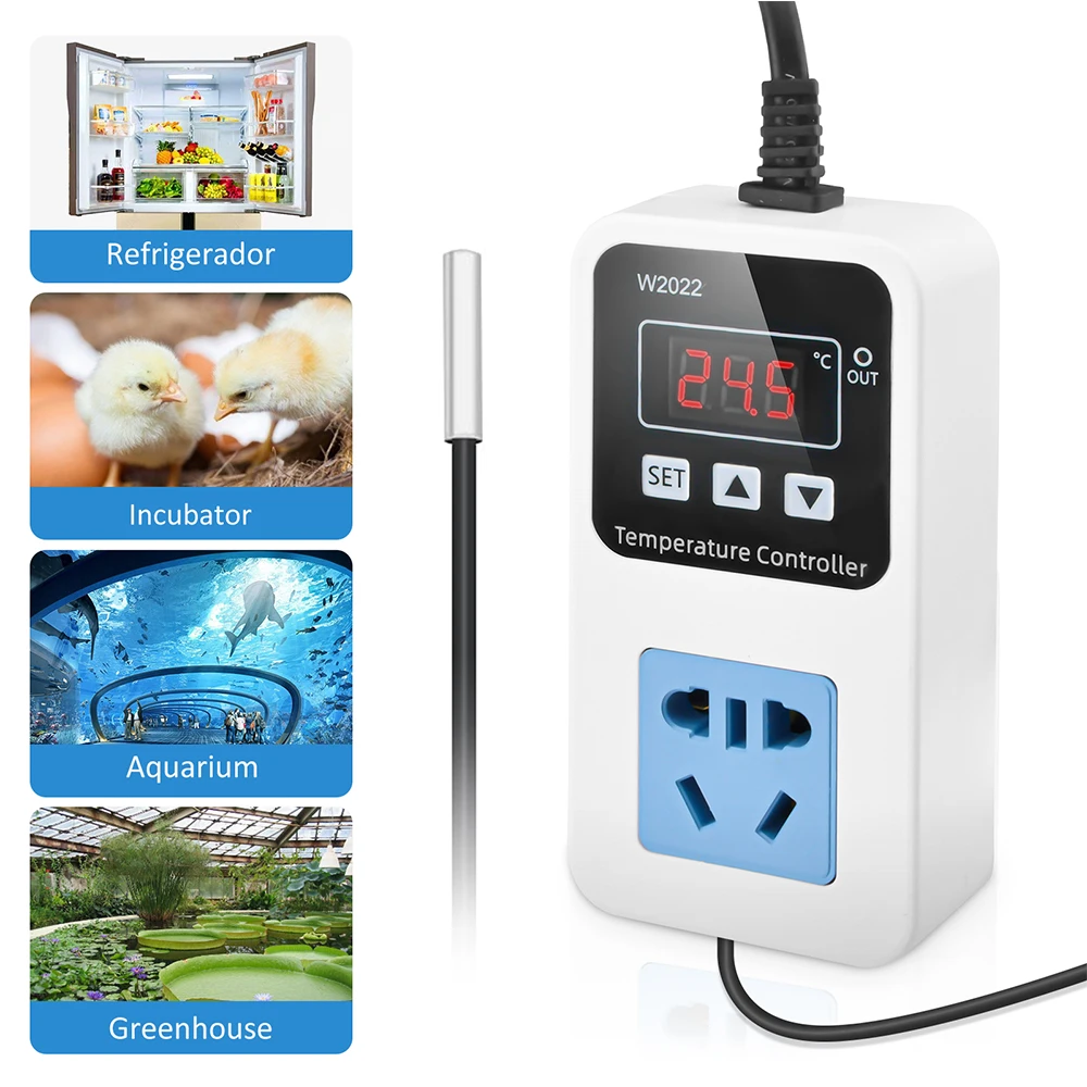 

W2022 AC110/220V Precise Temperature Control 1500W Smart Digital LED Display Thermostat Microcomputer Temperature Controller