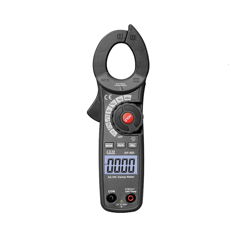 

CEM DT-351 Compact AC, AC/DC Digital Auto range Clamp meter NCV Tester