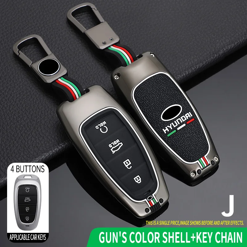 

Zinc Alloy Car Key Case Cover for Hyundai Santa Fe Tucson 2022 NEXO NX4 Atos Prime Solaris 2021 Remote Smart Car Accessories
