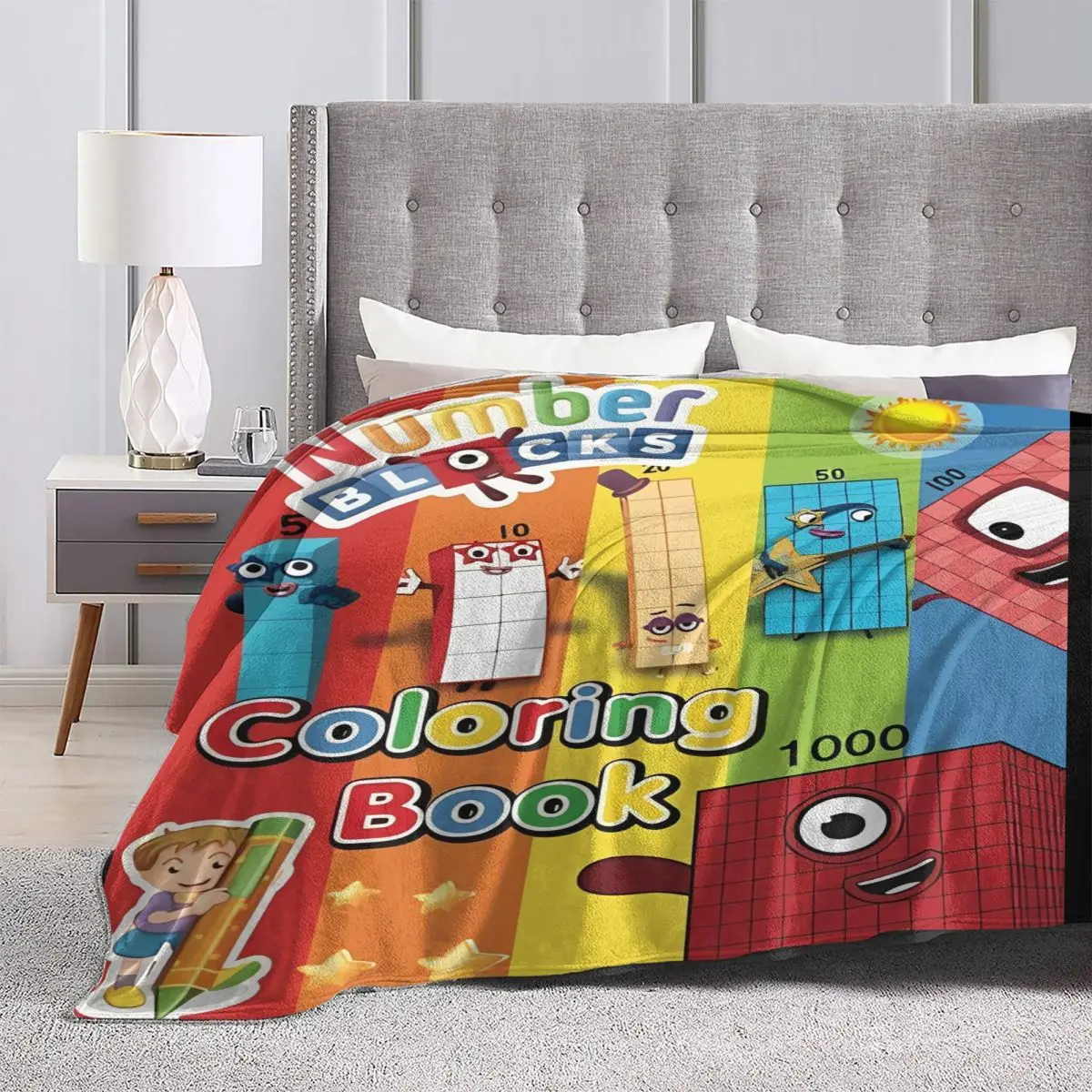 Одеяло с героями мультфильмов N-Numberblocks мягкое теплое эстетическое плюшевое