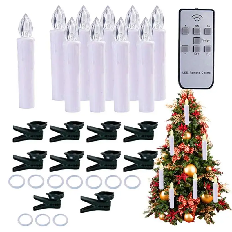 

LED Electronic Candle With Timer Remote With Flickering Flame And Timing Remote Control Battery Powered With Clips for Party