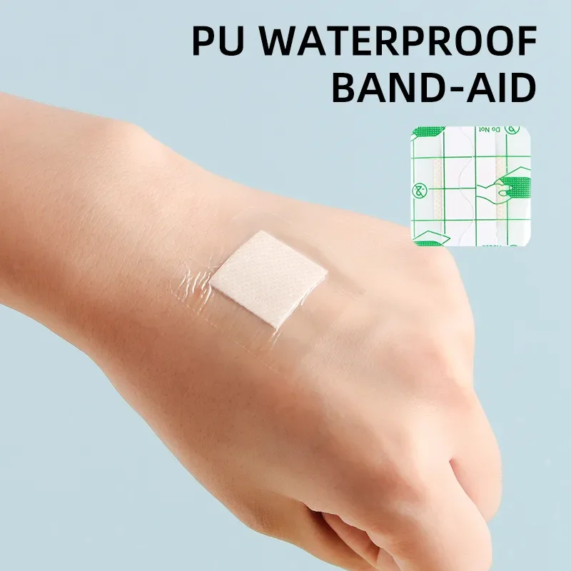 50pcsBand-Aid Quadrado Transparente PU Para Crianças Impermeável Bandagem Adesiva Hemostática Adesivo Protetor 38x38 мм