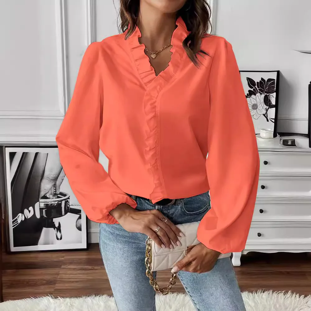 Элегантная блузка женские рубашки весна-лето новая с рюшами рубашка Donna белые