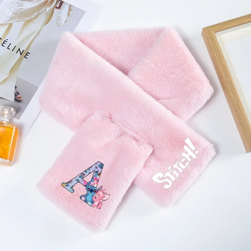 Зимний шарф с надписью Ститч Disney теплый искусственный плюшевый утолщенный