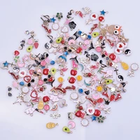 50pcslot random mix enamel charms for jewelry making supplies handmade women men accessories drop oil pendant charm components