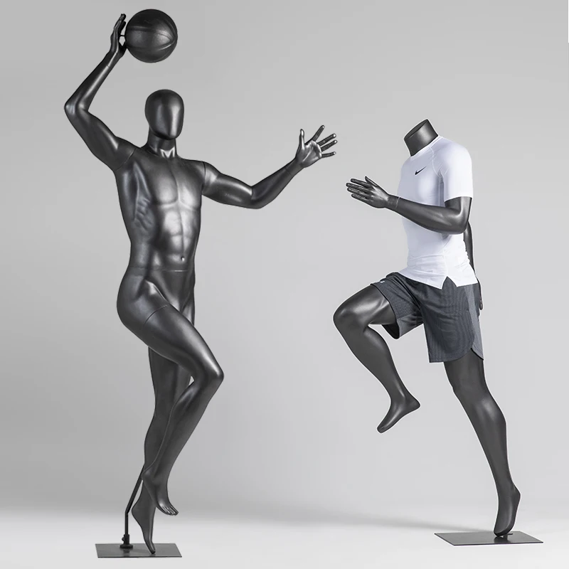 Black & Grey Muscular Male Basketball Sport Full-Body Mannequin for Sport Wear Clothing Display Dummy Model Props