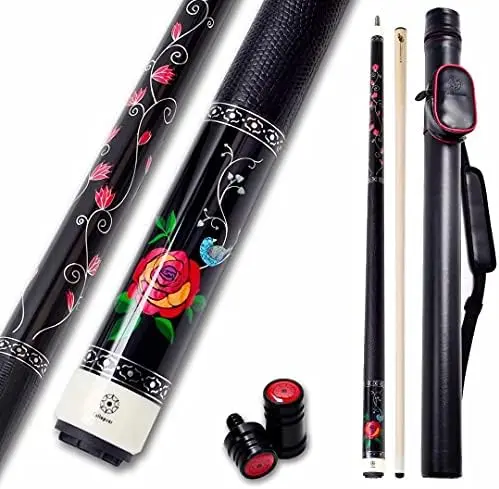 

Cue with 1X1 Hard Case Low Deflection Technology Billiard Cue Stick Set