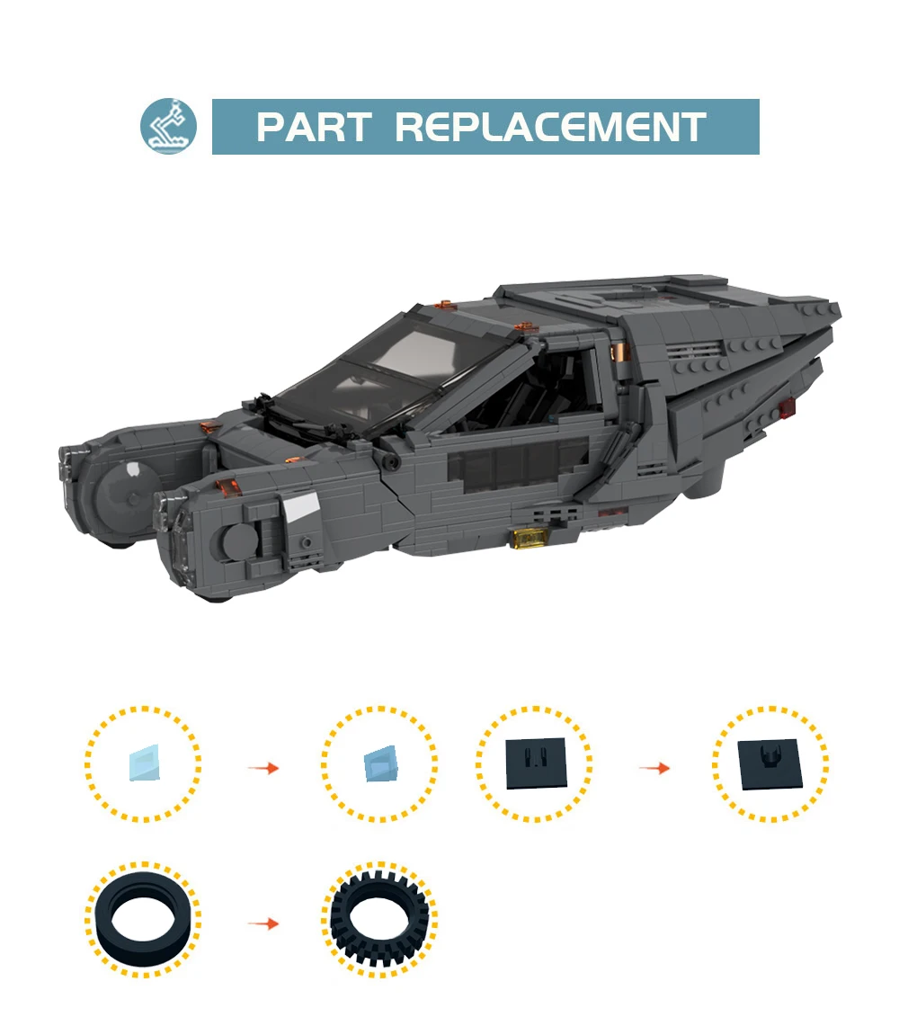 MOC Movie Runneredss 2049 летающий автомобиль строительные блоки модель черного автомобиля