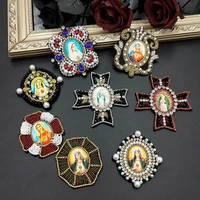 new handmade rhinestone angel cross patches punk personality retro crystal decorate sew on for clothing badge bag diy applique