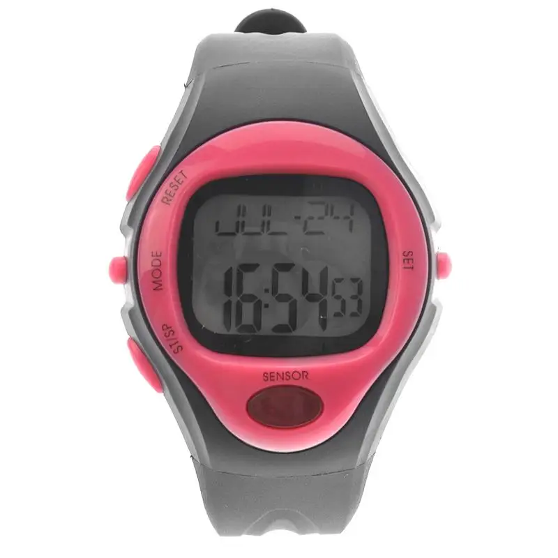 

06221 Waterproof Unisex Pulse Heart Rate Monitor Calorie Counter Sports Digital Watch with Date /Alarm /Stopwatch (Rosy)