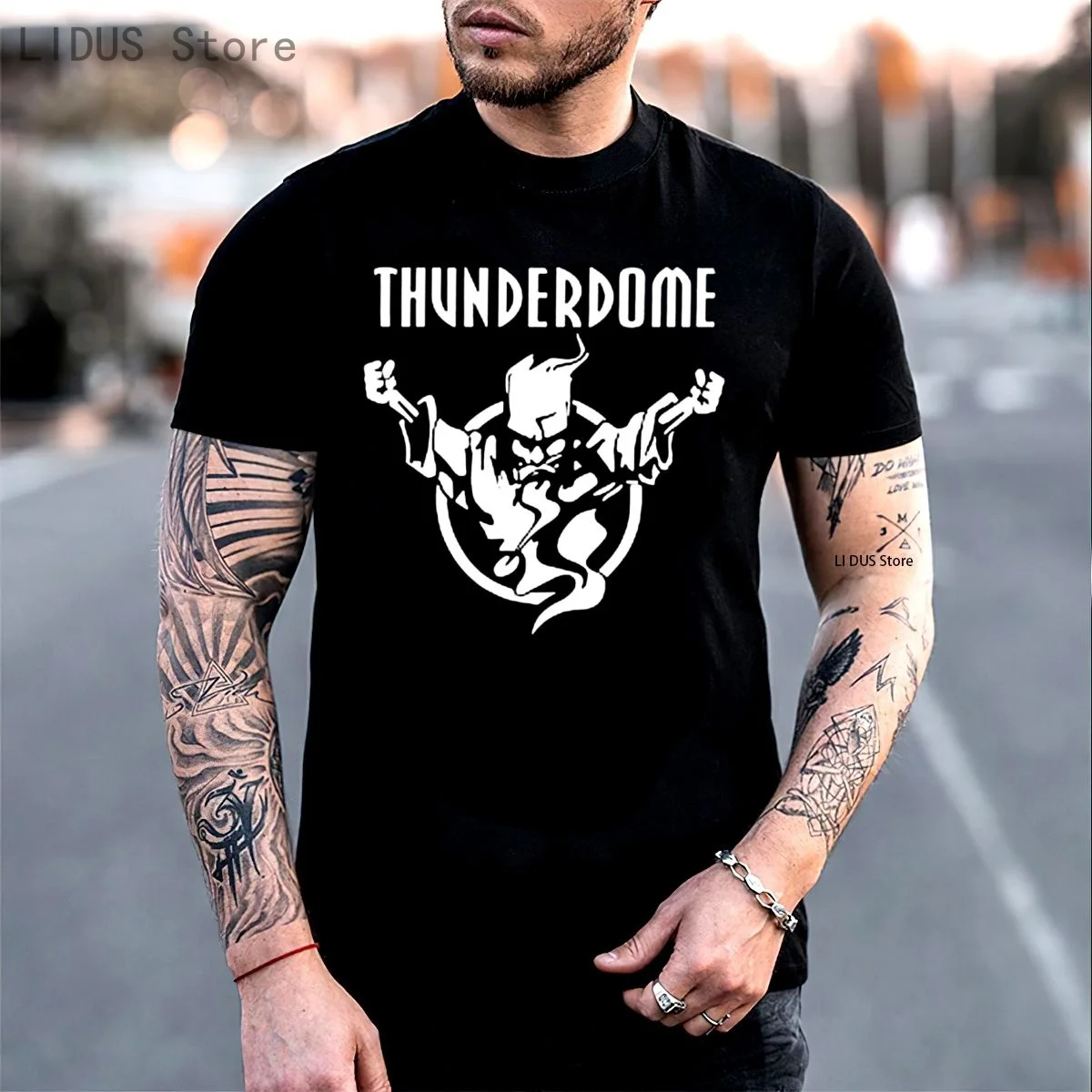 

New THUNDERDOME Hardcore Music Logo Symbol Men's Black T-Shirt